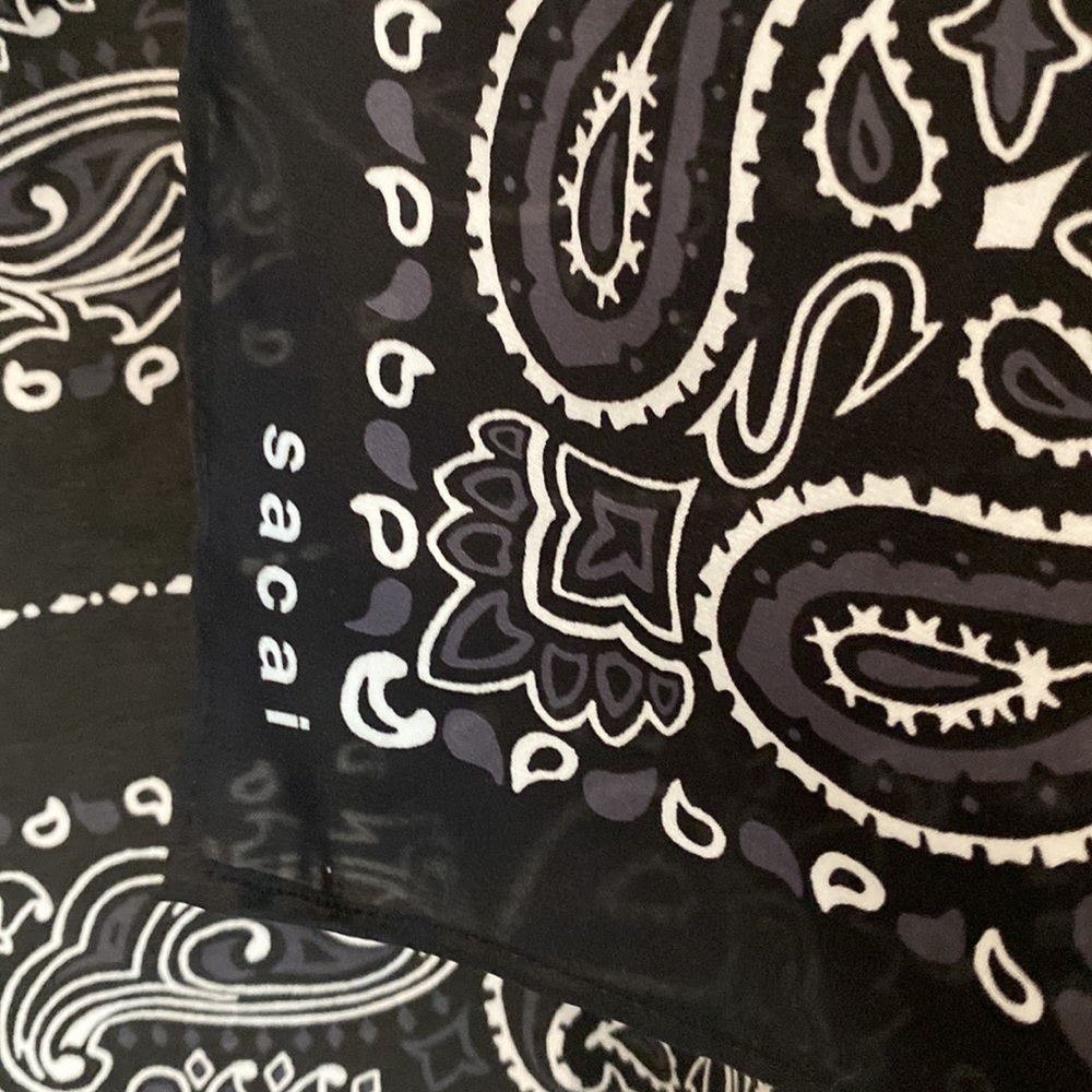 Sacai B/W cotton canvas top with attached silk scarf, size 1 - Picture 8 of 8